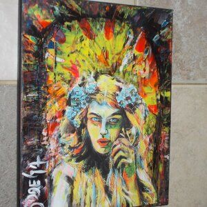 Vintage, Character Art, collage and acrylic paint, signed